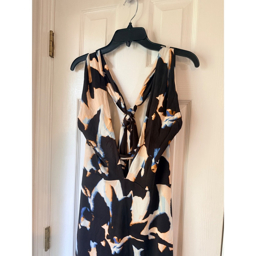 AFRM Genie Maxi Dress Shadow Floral Crossover Halter Keyhole Large - Picture 5 of 7